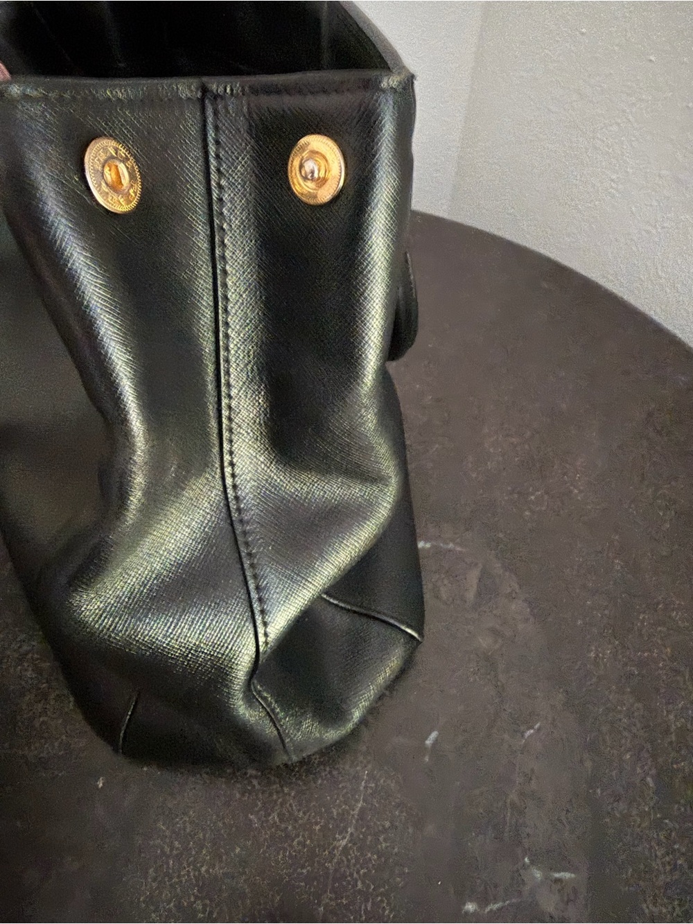 Prada Black Saffiano Satchel Handbag with Gold Hardware - Pre-Loved - Picture 11 of 16